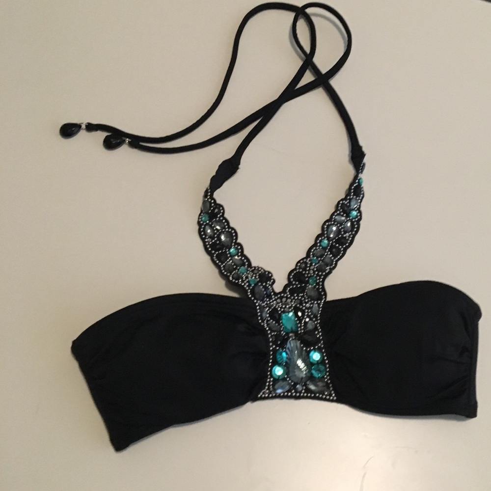 Beaded, halter bathing suit top
