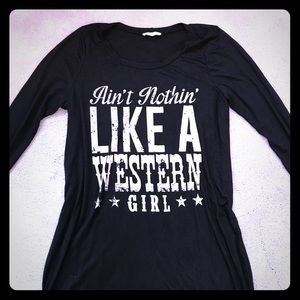 Black long sleeve western top