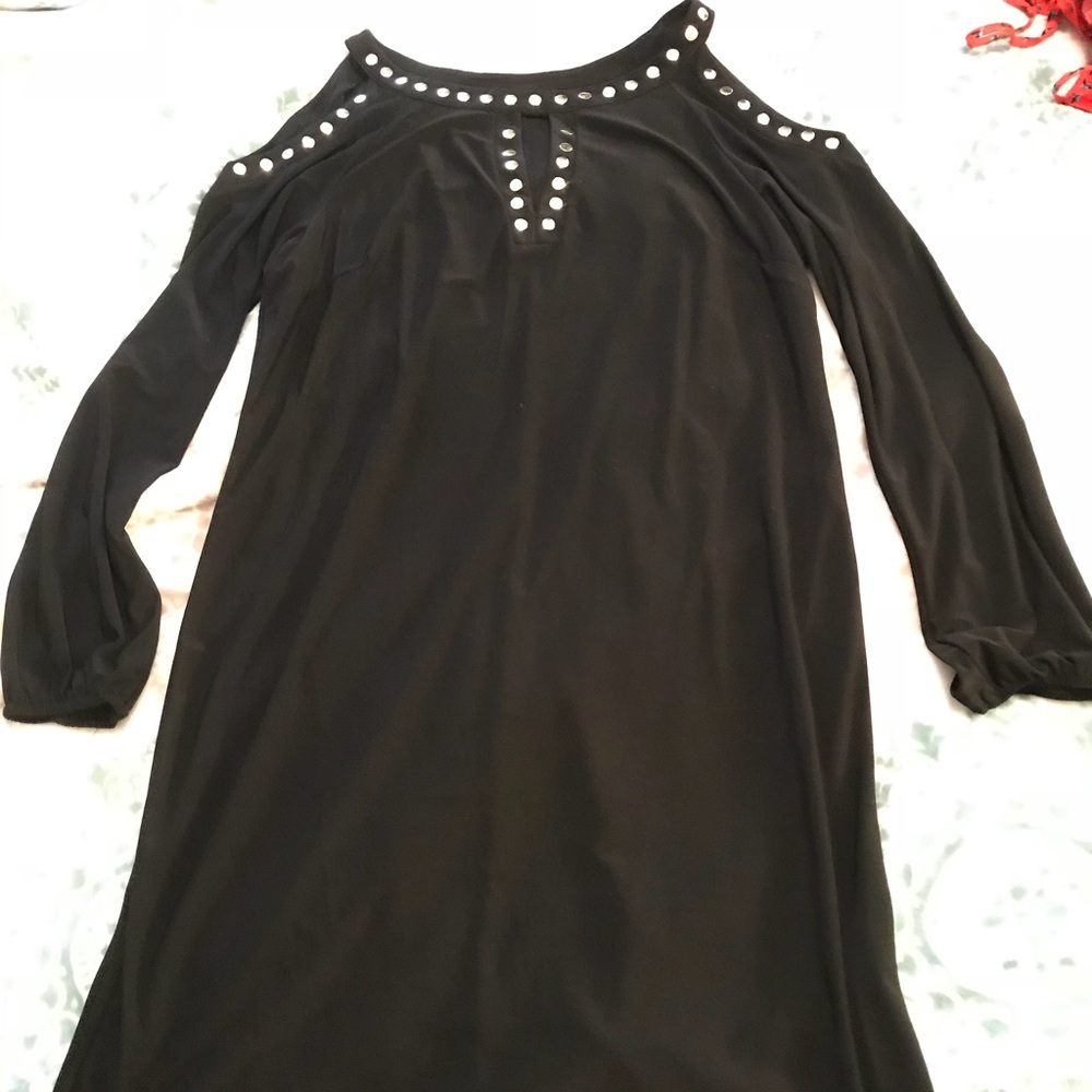 Black open shoulder dress