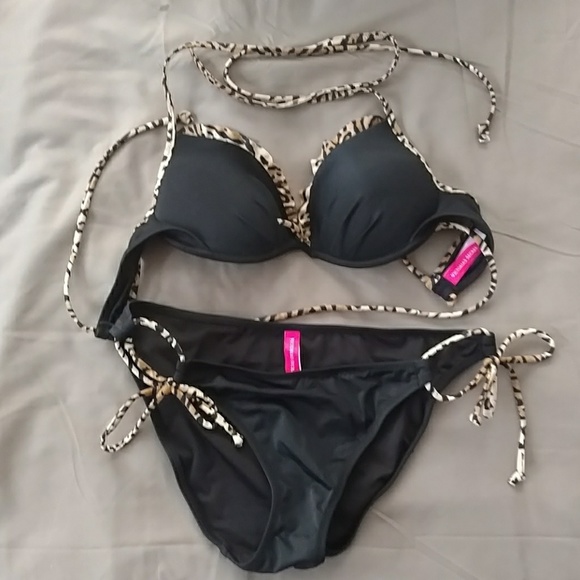 Victoria's Secret black leopard print bikini - Picture 1 of 1