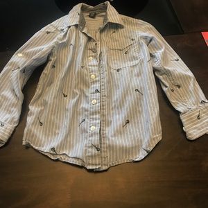 Gap boys 5 yr old shirt striped w/small guitars
