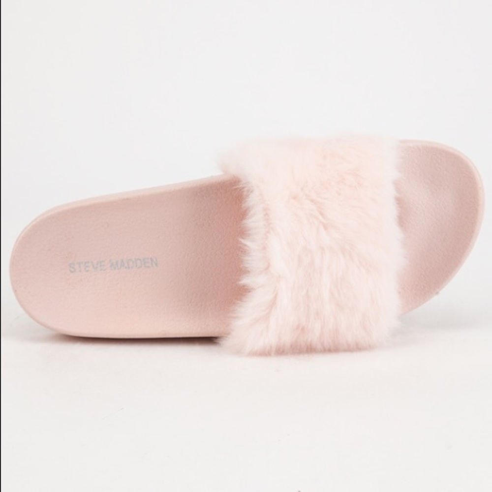 Steve Madden Pink Fur Slippers