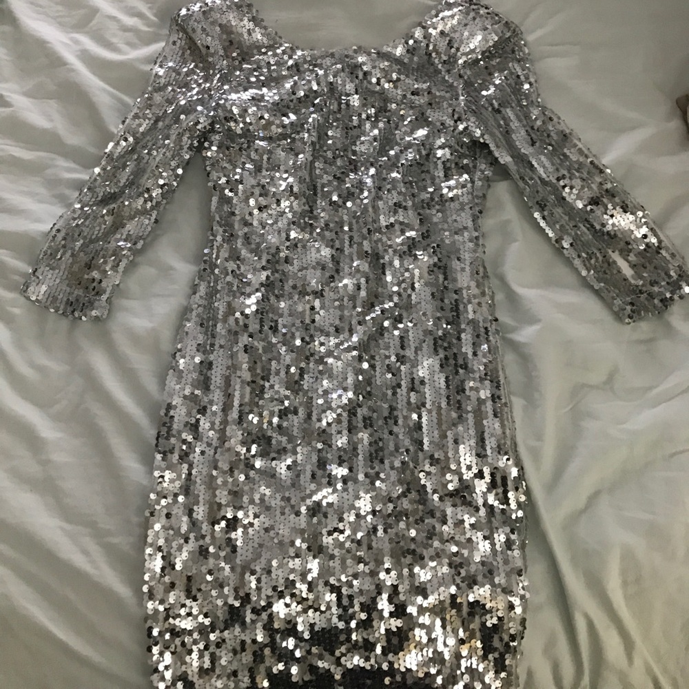 BNWT Silver sequined dress