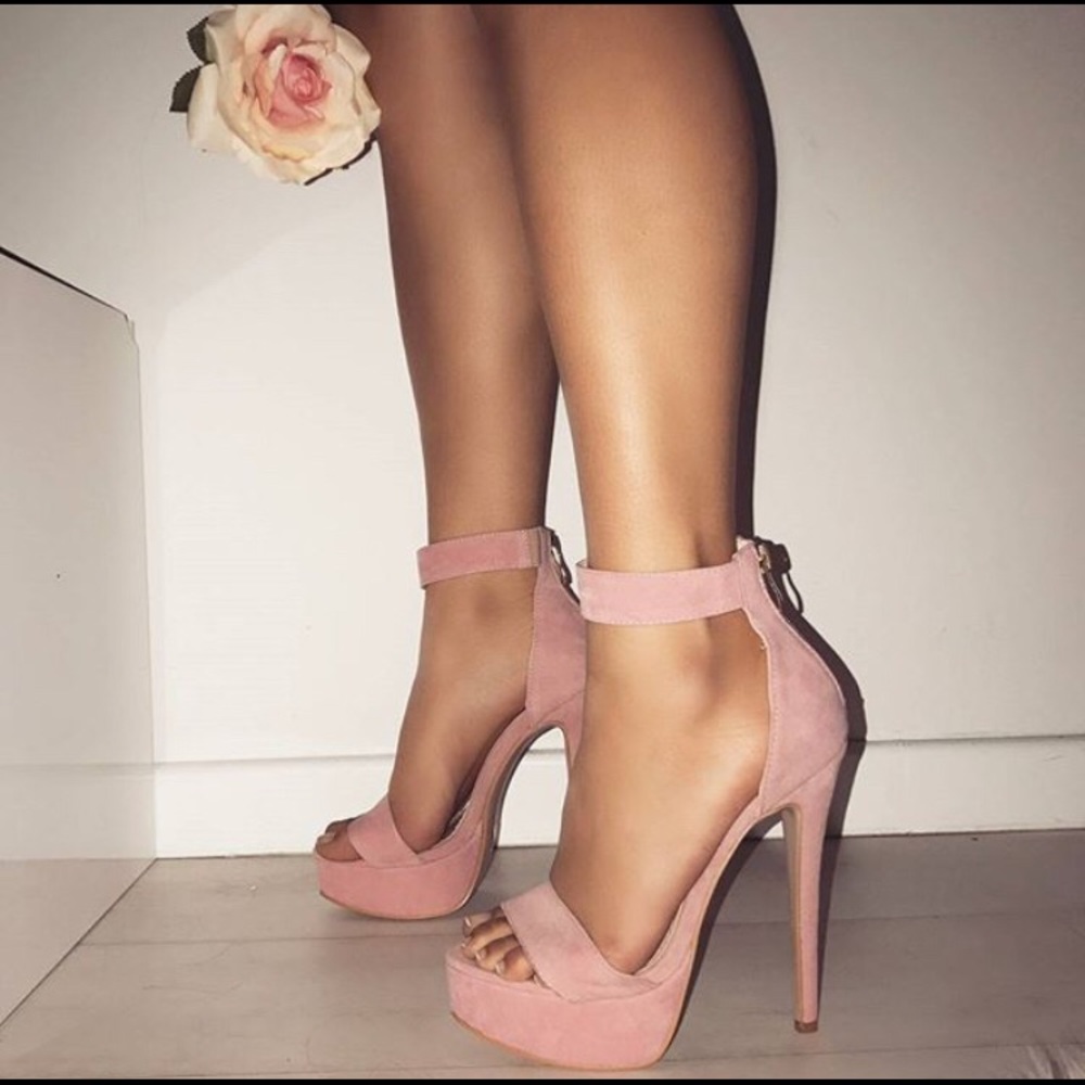 New Etta Pink Suede Platform Heels