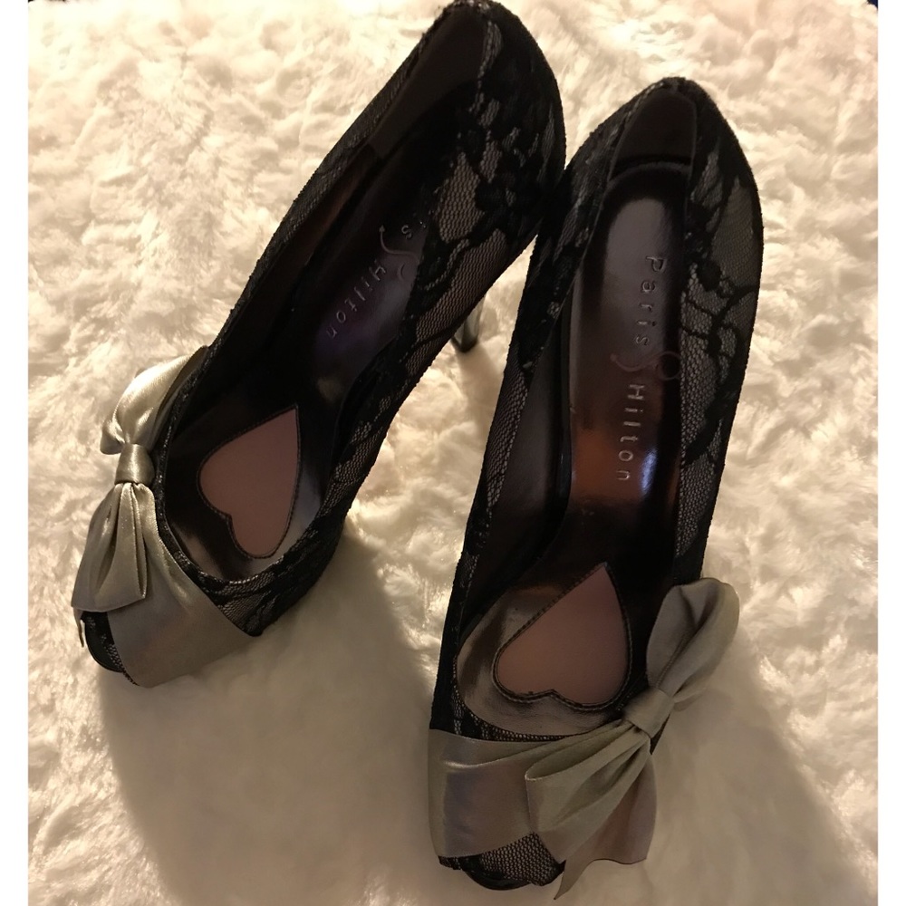 Paris Hilton Lace Red Bottom Tuxedo Pumps