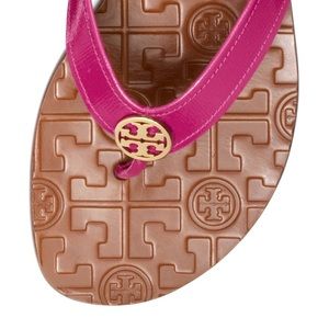 Tory Burch Thora Hot Pink Patent Leather Flip Flop