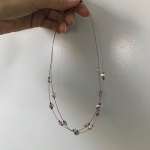 Pink beaded choker necklace