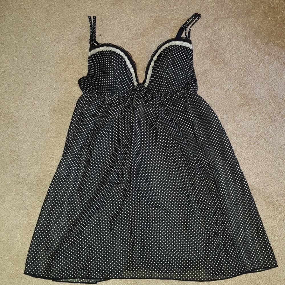 Black and white polka dot teddy lingerie dress