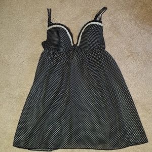 Black and white polka dot teddy lingerie dress