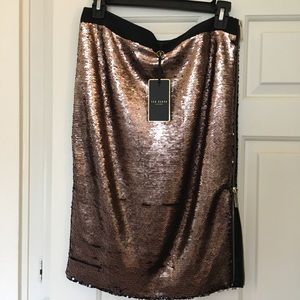 Bronze Gold Sequin Skirt Ted Baker Size2/US8