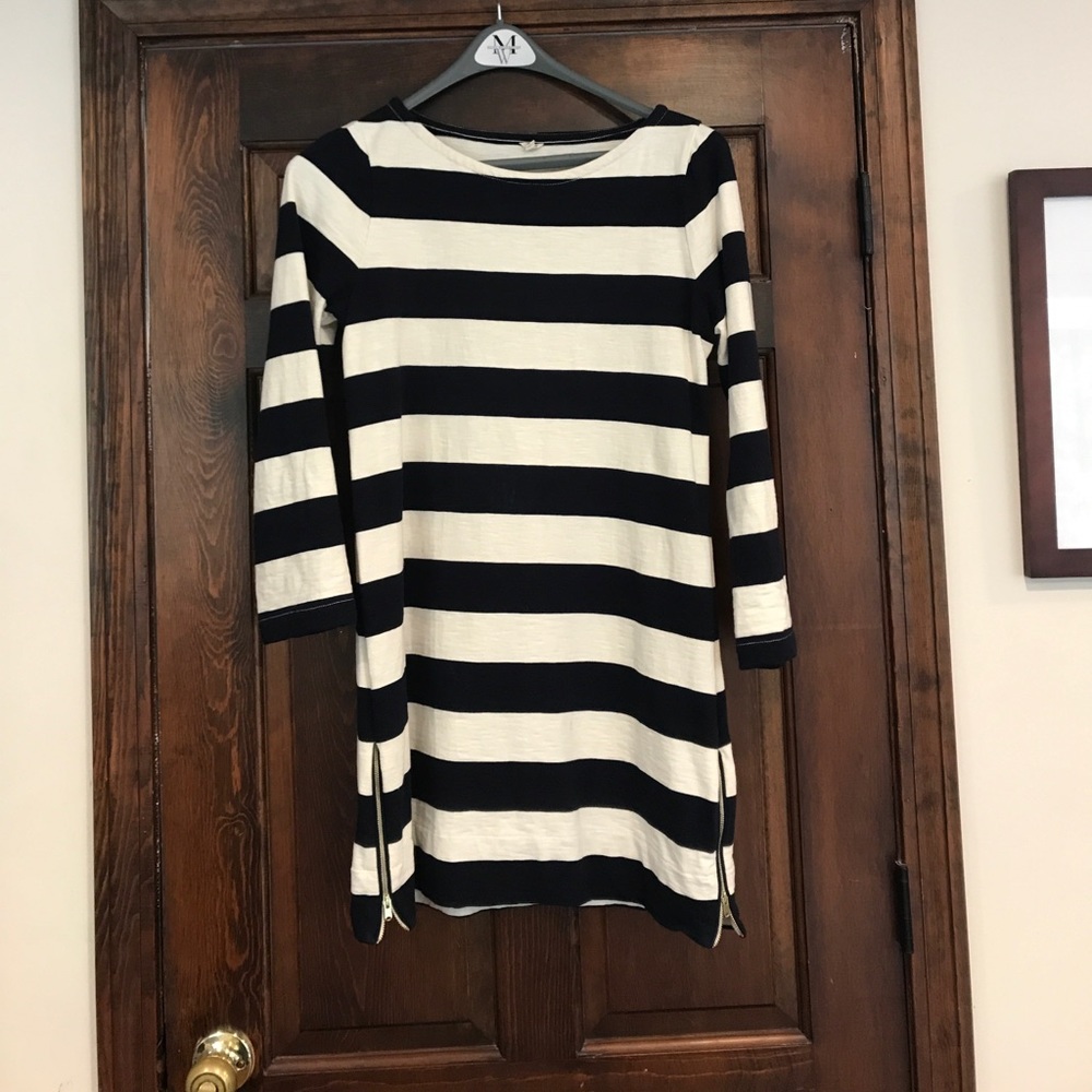 JCREW White and navy strip dress