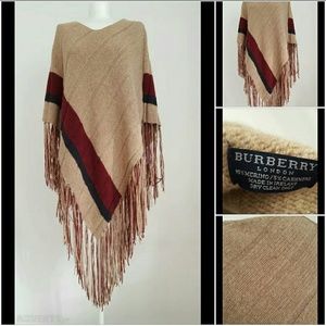 BURBERRY PONCHO FRINGE TASSLE CAPE SHAWL