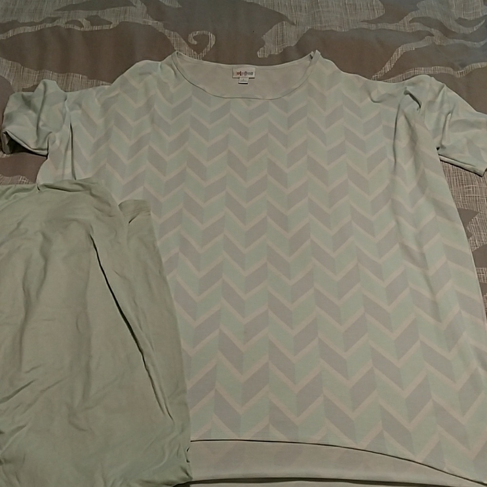 Lularoe large mint herringbone irma and tc legging