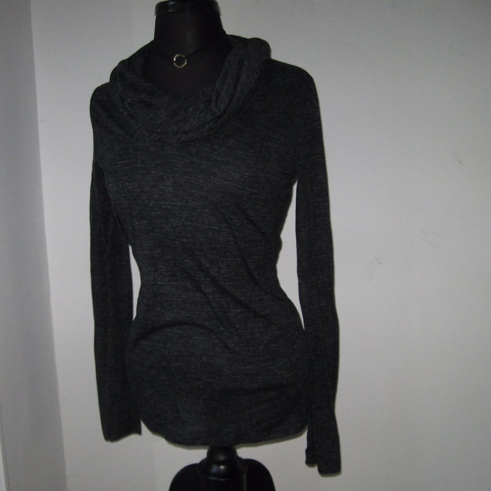 Gap Knit Top Cowl Neck Gray Marl Shirt