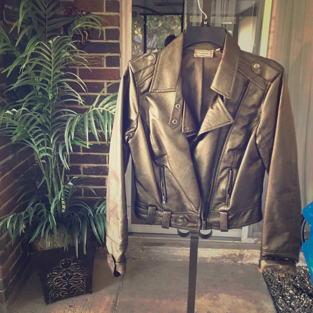 Metallic colored motorcycle jacket