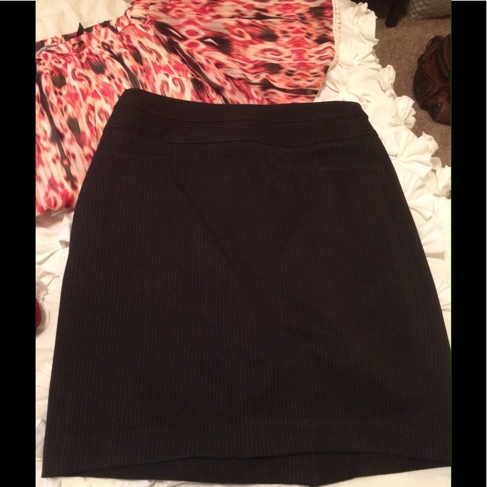 Vivienne Tam black with light pinstripe skirt