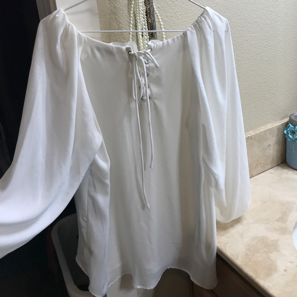 White polyester loose top