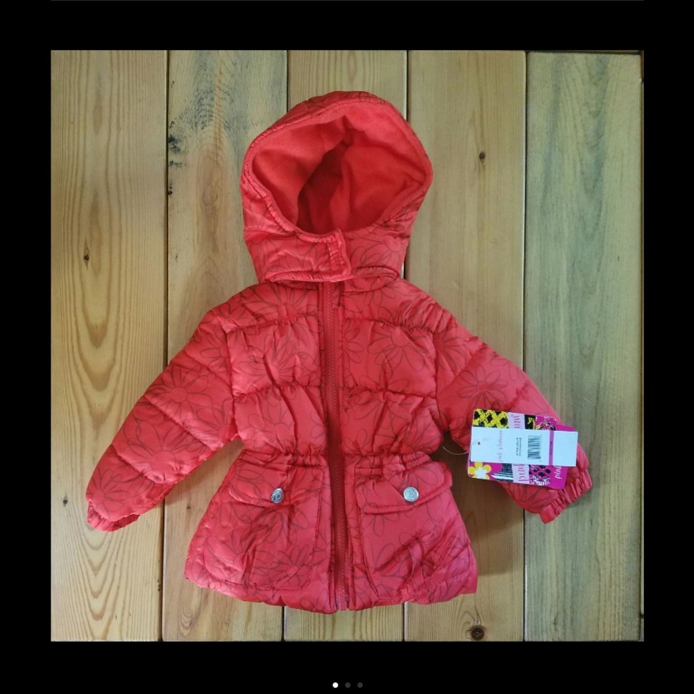 *FLASH SALE* Pink Platinum Red Flower Print Puffer