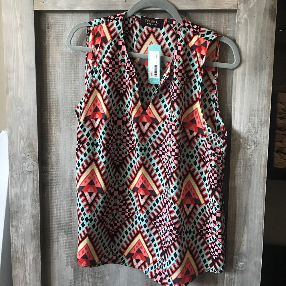 Renee C Jensine split neck blouse