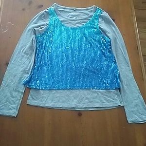 Justice Blue Sequin Shirt