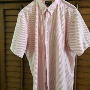 Seersucker Pink and white button down. Seersucker Pink and white button down.