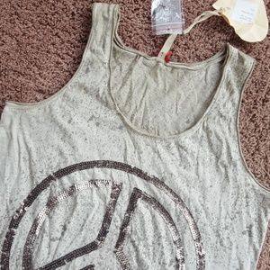 Sequined peace sign tank top from Germany