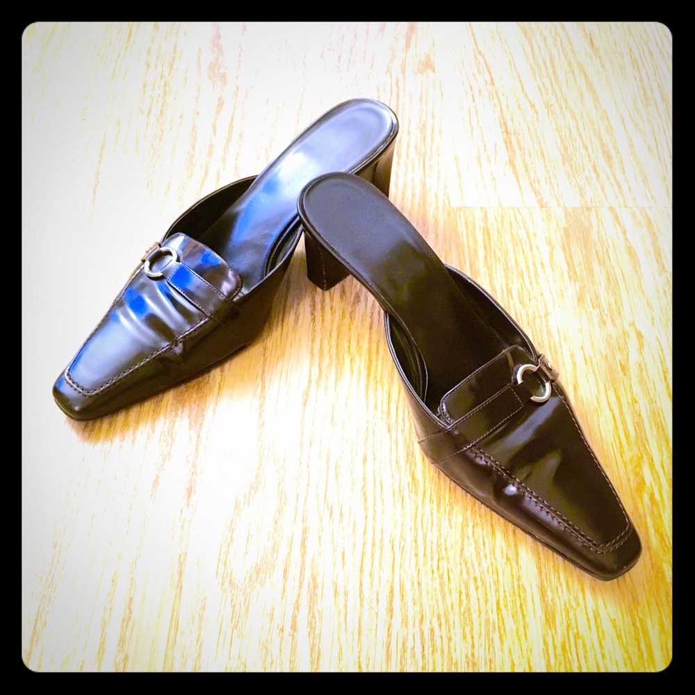 Leather Slip-On Mules - Size 8 1/2