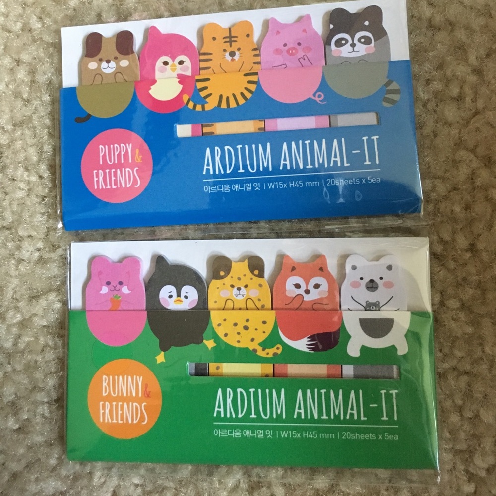Cute kawaii animal post its set of 2