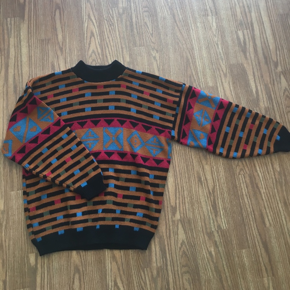 Bright 80's Geometric Sweater
