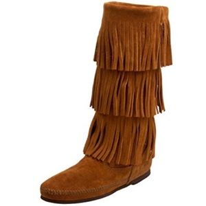 Minnetonka high brown moccasins