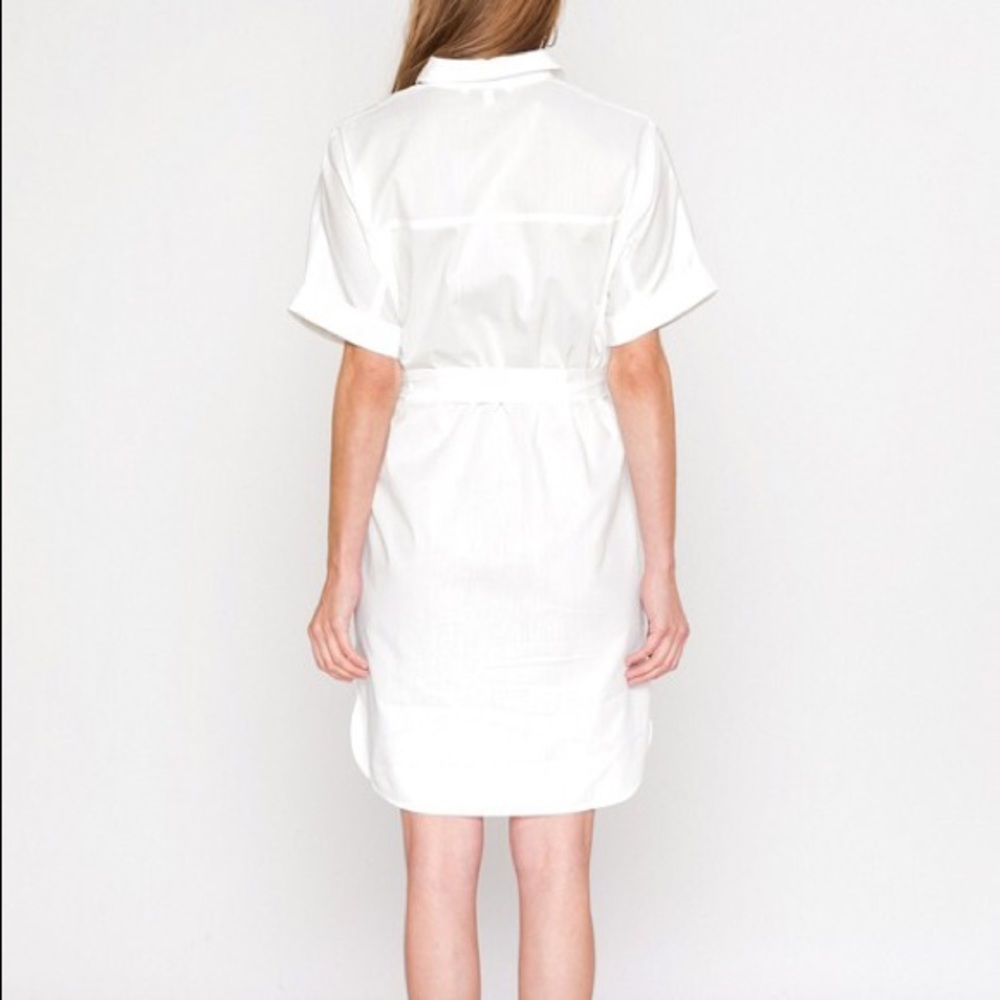 White Floral Embroidered Shirt Dress - Picture 6 of 8