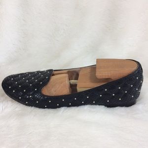 Vince Camuto Studded Black Silver Quilted Flats 10