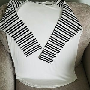 White w Black Striped 3/4 Sleeve Lularoe Randy M