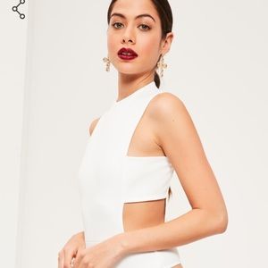 Missguided tall white side tab bodysuit!