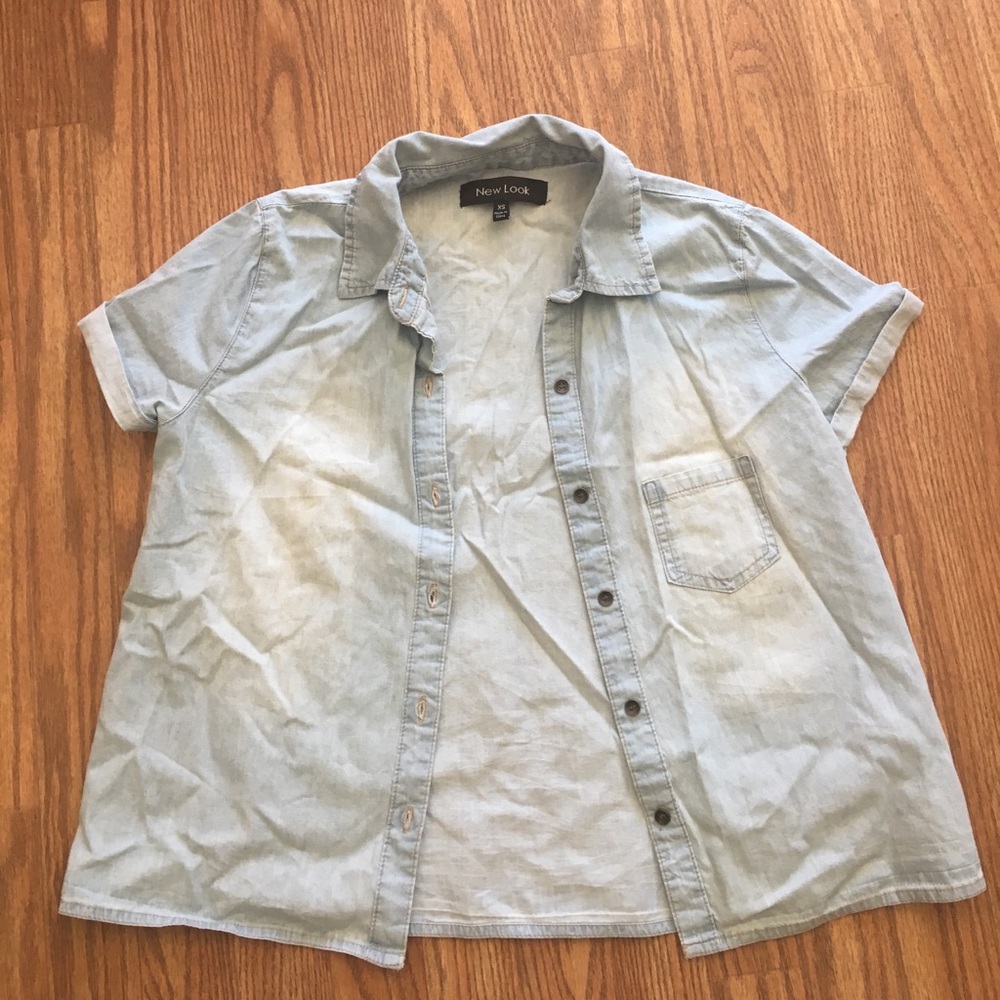 Short Sleeve Denim Button-Up