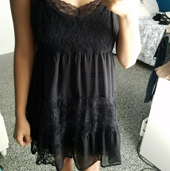 Black Lace Slip Dress - Picture 1 of 7