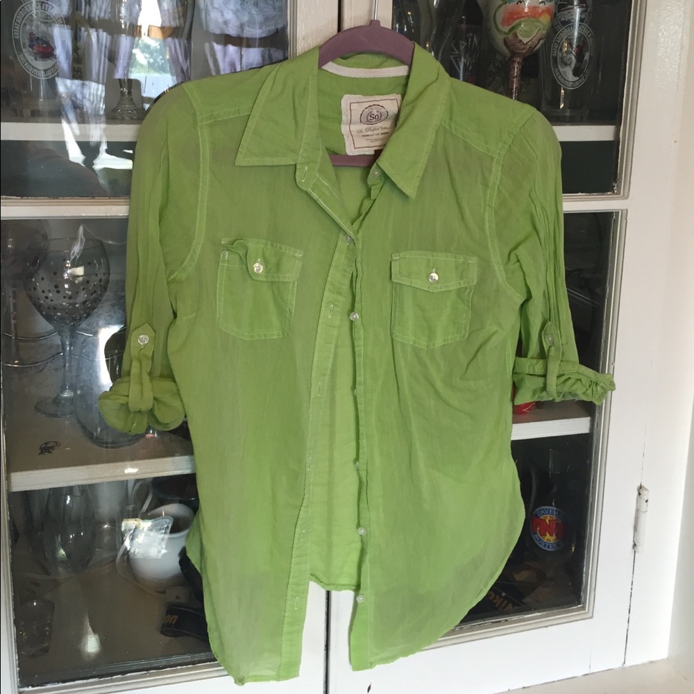 Lime green button down