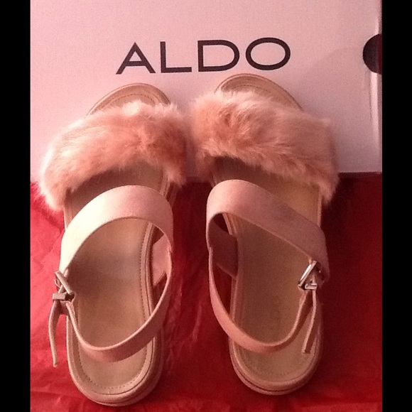 Aldo Shoes - Aldo Fur Trim Flat Sandals. Aldo Shoes - Aldo Fur Trim Flat Sandals.