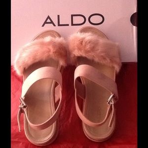 Aldo Shoes - Aldo Fur Trim Flat Sandals. Aldo Shoes - Aldo Fur Trim Flat Sandals.