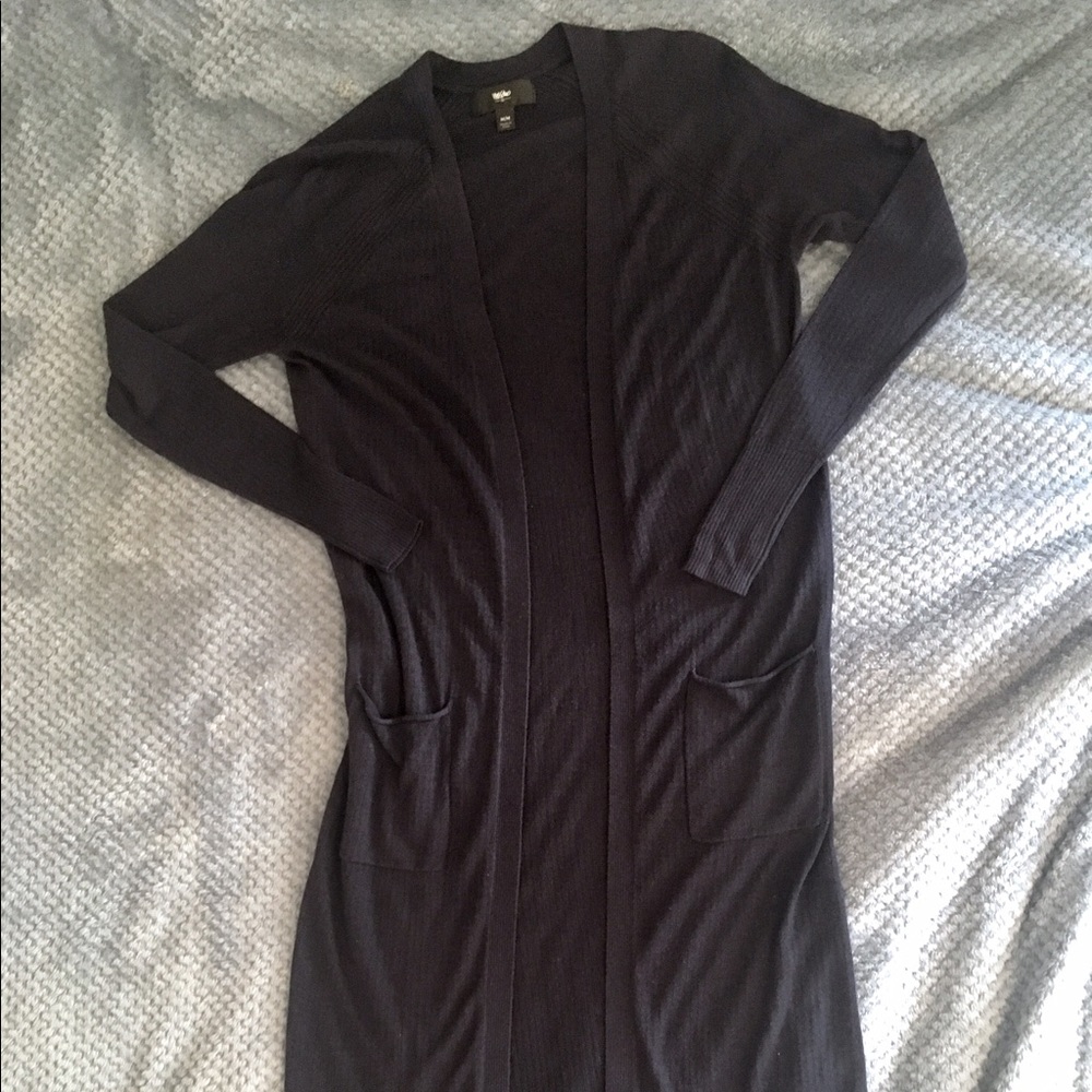 Navy blue long cardigan sweater