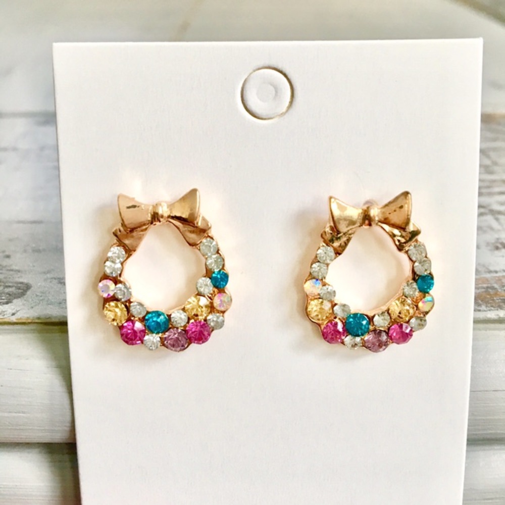 🆕 Colorful Christmas Wreath Earrings 🎄