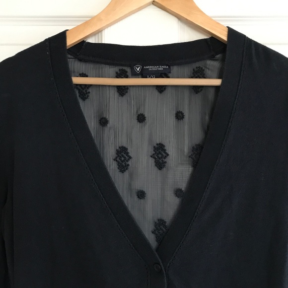 AE Navy Cardigan with Sheer Back - Picture 3 of 4