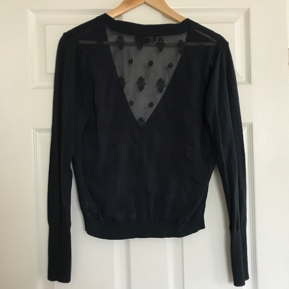 AE Navy Cardigan with Sheer Back - Picture 4 of 4