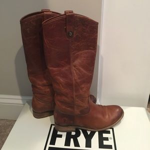 Frye Melissa Button Boots cognac
