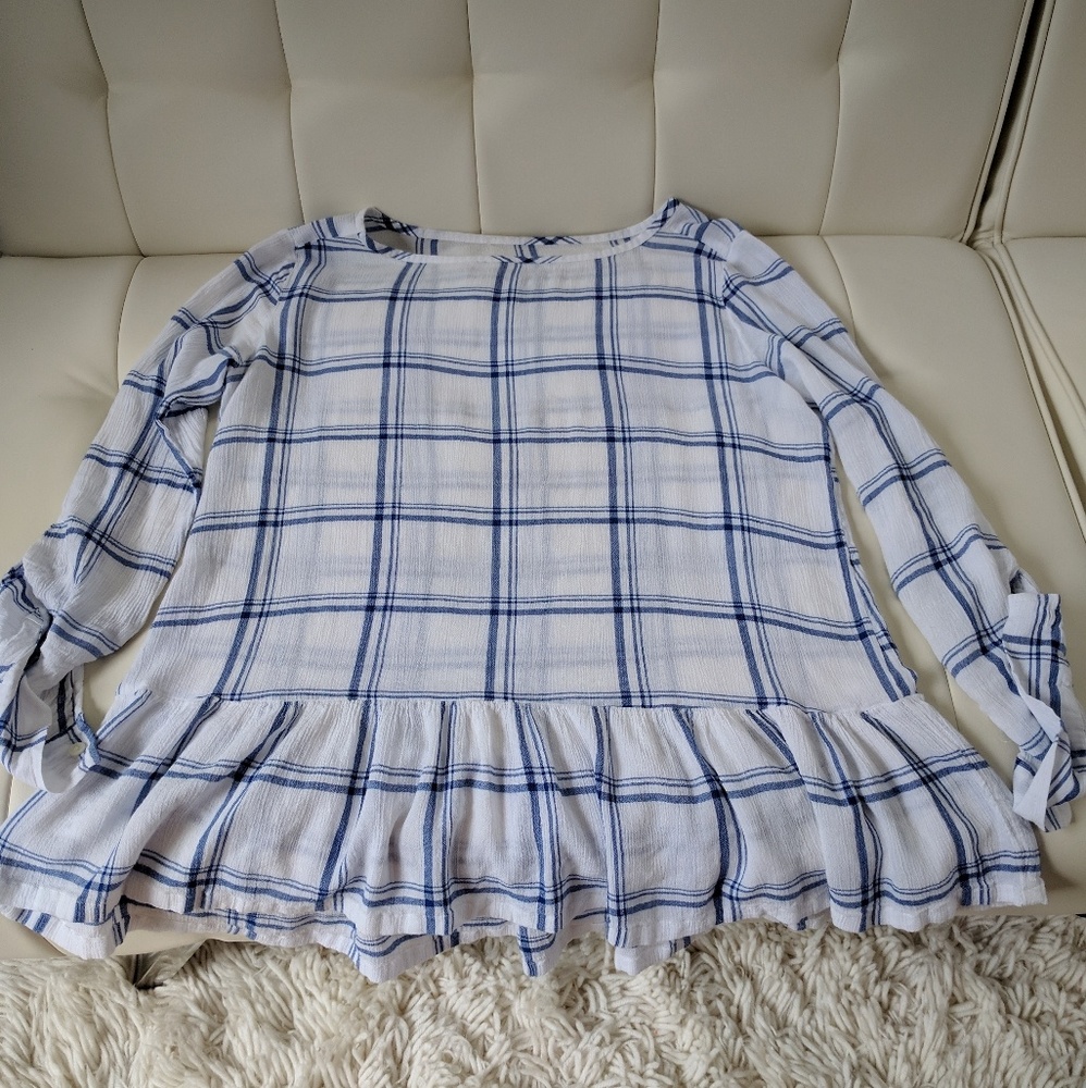 Loft Plaid Peplum Shirt