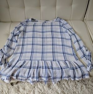 Loft Plaid Peplum Shirt
