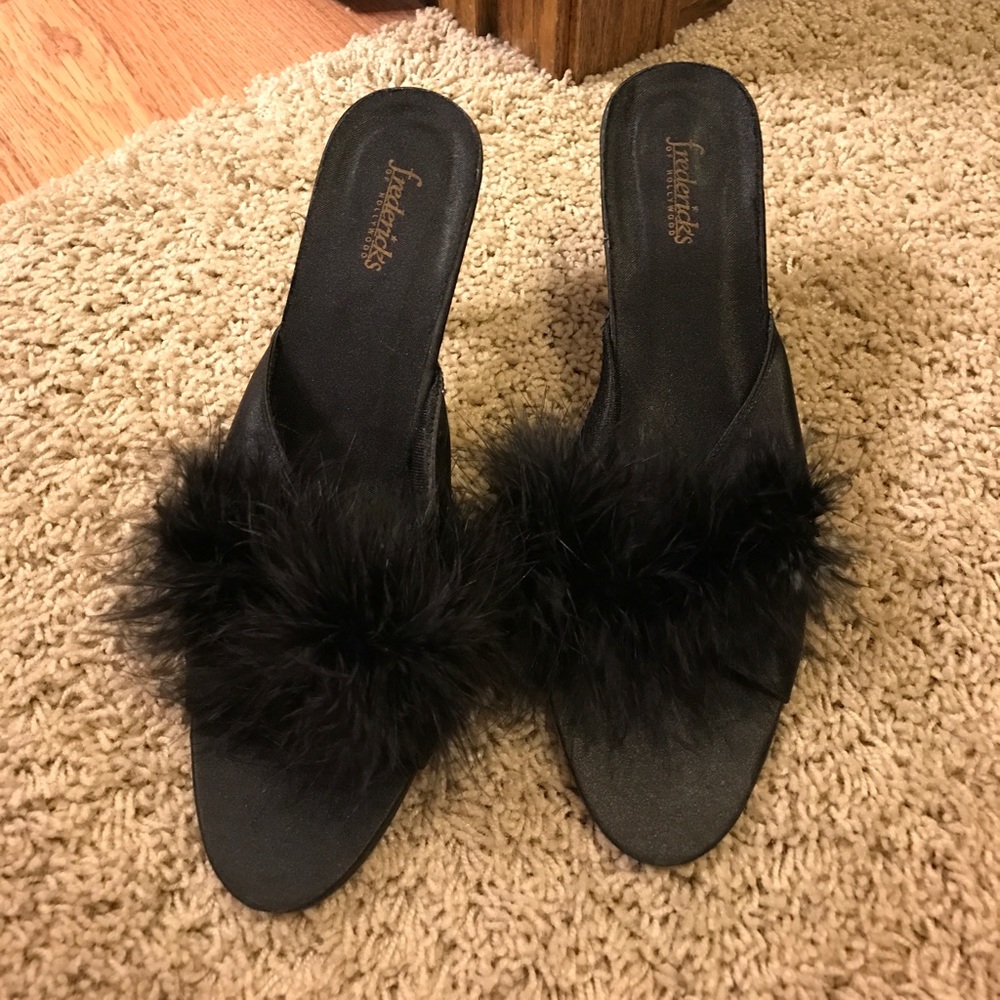 Black fur heels