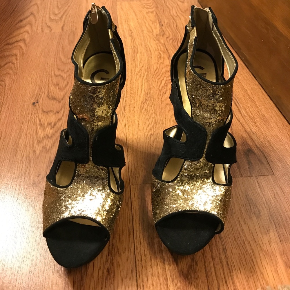 Black and Gold Sparkle heels