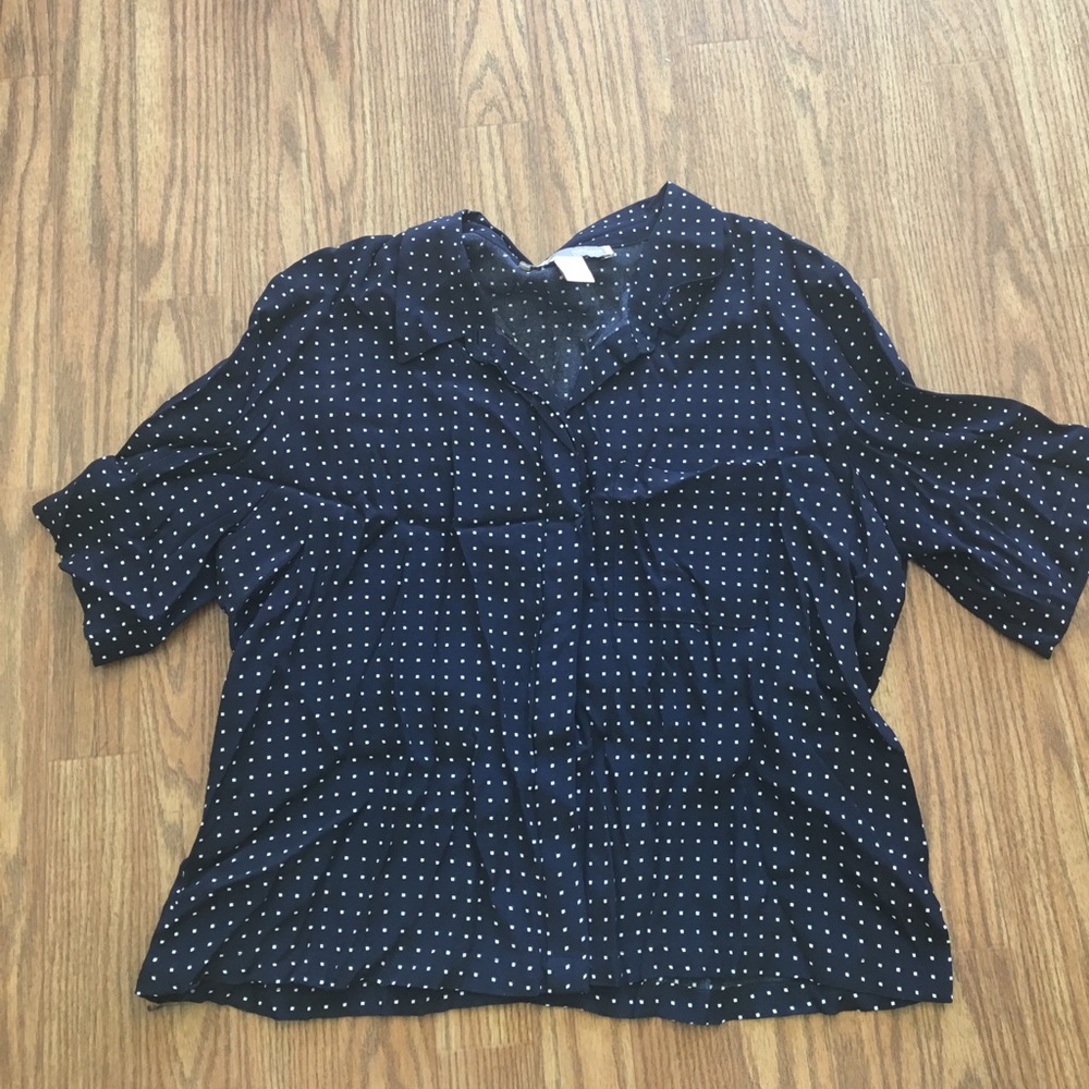 Forever 21 Navy Polka Dot Blouse