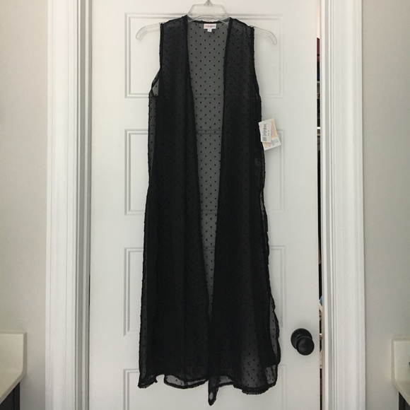 SOLD NWT Lularoe Joy BLACK Swiss dot duster vest - Picture 2 of 6